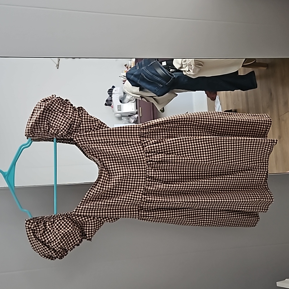 Motel Rocks Gingham Puff Sleeve Dress